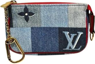 Louis Vuitton Pre-owned Monogram Denim Coin Case - Dames - Vintage Clutch - Blauw - ONE Size - Denim - Vintage