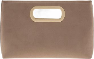 JNB Womens Celeste Top Handle Faux Suede Clutch In Taupe