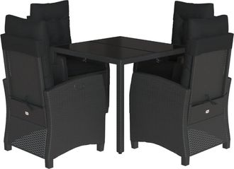 vidaXL Set De Muebles Jard&iacute;n 5 Pzas Con Cojines Rat&aacute;n Sint&eacute;tico Negro Vidaxl