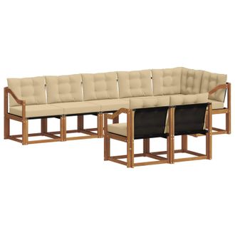 vidaXL Conjunto De Sof&aacute;s De Exterior Con Coj&iacute;n 8 Pcs Natural Y Beige Vidaxl