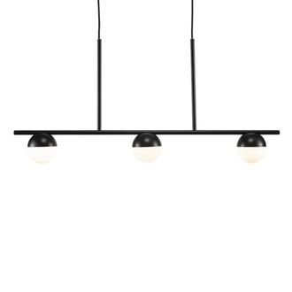 Nordlux L&aacute;mpara de techo lineal negro de altura regulable y 3 esferas blancas