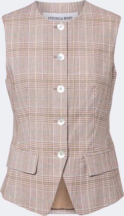 Veronica Beard Lois plaid cotton and linen-blend vest