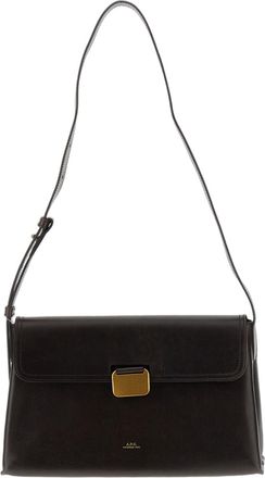 A.P.C. Structured Leather Crossbody Bag with Gold-Finish Clasp and Adjustable Strap