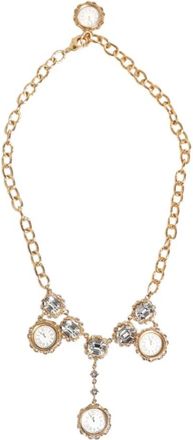 Dolce & Gabbana Kristallen Klok Hanger Ketting - Dames - Kettingen - Geel - ONE Size - Accessoires