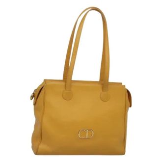 Dior Pre-owned Shoulder Bags, female, Yellow, Size: ONE SIZE Pre-owned Leather Tote Bag