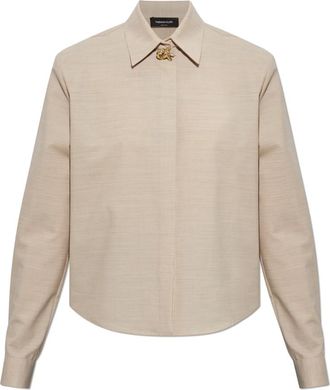 Fabiana Filippi Overhemden, Dames, Beige, 2Xs, Shirt met applicatie