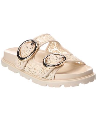 Stuart Weitzman Benni Crochet & Leather Sport Slide
