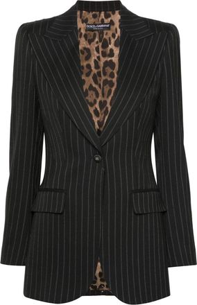Dolce & Gabbana pinstriped single-breasted blazer - women - Virgin Wool/Elastane/Polyester/Polyester/Elastane - 50 - Black