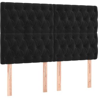 vidaXL Cabecero Con Luces Led Terciopelo Negro 160x7x118/128 Cm Vidaxl