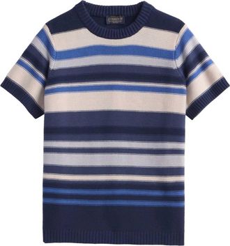 Pendleton Womens Textured Striped Sweater In Navy/cream