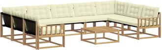 vidaXL Conjunto De Sof&aacute;s De Exterior 10 Uds. Blanco Y Crema Vidaxl