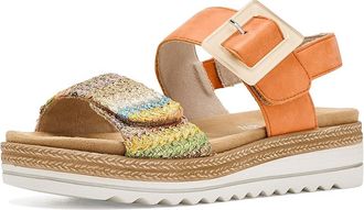 Rieker D0q62 Jocelyn 62 Womens Dress Sandals Gold Multi/Orange : EU 42 (US Womens 10-10.5) M, Leather