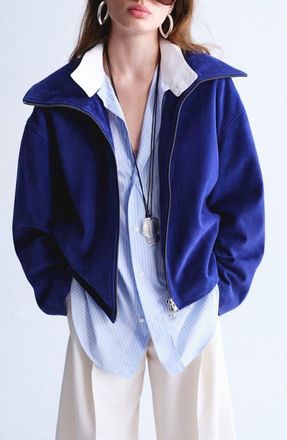Mango Suede Jacket in Blue at Nordstrom, Size Medium