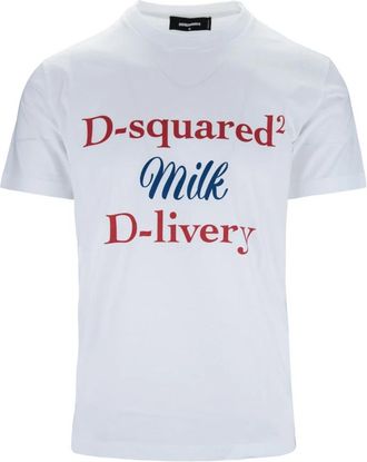 Dsquared2 Heren Slip-On T-Shirt met Bedrukte Tekst - Heren - T-shirts - Wit - S - Katoen - Tops