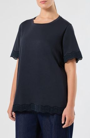 Marina Rinaldi Scallop Trim T-Shirt in Ultramarine at Nordstrom, Size X-Large
