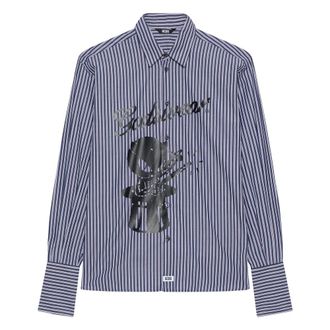 GCDS Magic Crackle Overhemd - Heren - Casual Overhemden - Blauw - XS - Katoen - Overhemden
