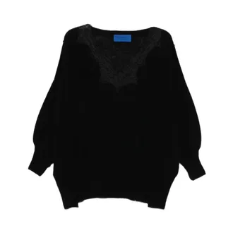 Mes Demoiselles... Aera V-neck Jumper - female - Mes Demoiselles - V-neck Knitwear - Black - M - Knitwear