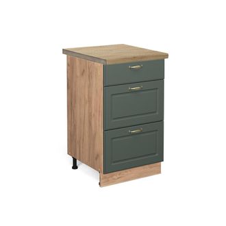 Vicco Mueble Bajo De Cocina Fame-line, Verde Dorado Casa De Campo, 50 Cm, Et Roble