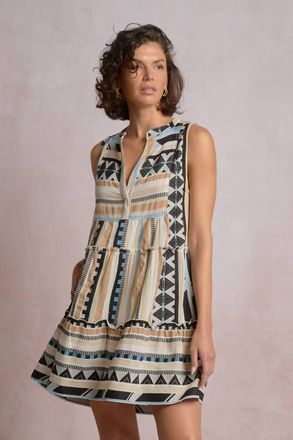 Elan Aztec A-Line Mini Dress In Multicolor