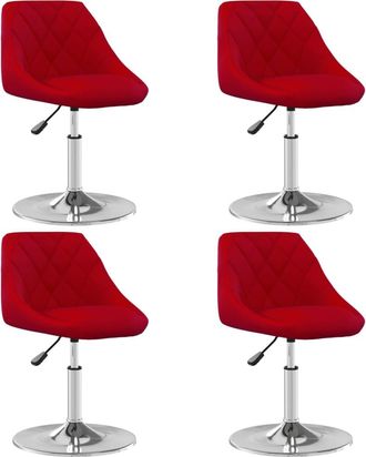 vidaXL Sillas De Comedor Giratorias 4 Unidades Terciopelo Rojo Tinto Vidaxl