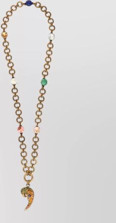 Etro necklace paisley parrot crystals chain pendant