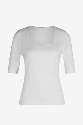 Akris Schmales Kurzarm-T-Shirt aus Jersey mit Carré-Ausschnitt