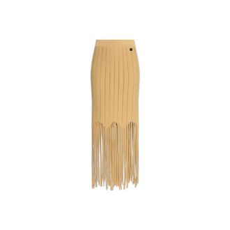 Balmain Maxi Skirts, female, Beige, Size: 2XS Decorative Knit Skirt