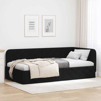 vidaXL vidaXL Cornice del letto ad angolo Nero 90 x 200 cm Tessuto