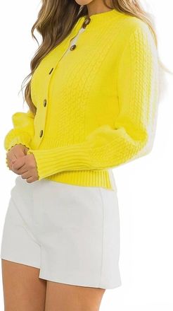THML Clothing Cable Knit Cardigan In Sunny Yellow