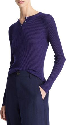 Vince Ribbed Henley Shirt