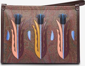 Etro Bestickte Clutch aus beschichtetem Canvas Arnica Agostino Iacurci