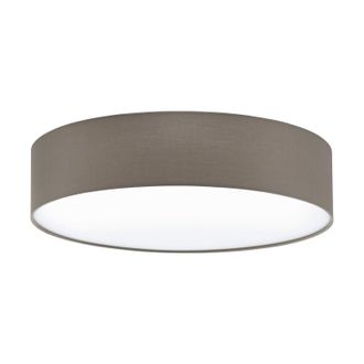 Loops Flush Ceiling Light Colour White Shade Taupe White Fabric Bulb E27 3x60W