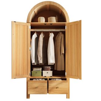 STILVORA Armario Con 2 Puertas, 2 Cajones Y Barra Para Colgar, Estante Abierto, En Madera, Roble, 78 &times; 45 &times; 181 Cm