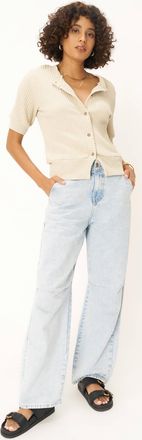 Bloomingdale's Como Button Front Fitted Sweater Rib Tee