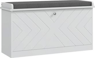 HOMCOM Homcom - Banco Zapatero Moderno Mueble Zapatero Con Banco De Madera Con Estantes Ajustables Y Coj&iacute;n Acolchado Para 8 Pares De Zapatos 80x26x48 Cm