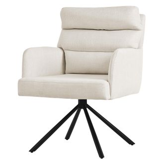 ML Design Ml-design - Silla De Comedor Giratoria, Beige Asiento De Cocina Con Respaldo Extra&iacute;ble Y Reposabrazos Dise&ntilde;o Ergon&oacute;mico Mueble Tapizado Con Funda De P