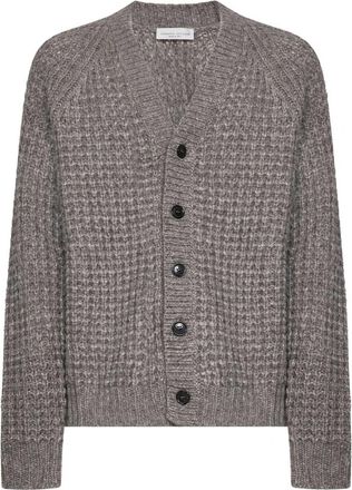 Roberto Collina Cardigan ML Punto Militare - Heren - Vesten - Bruin - 2XL - Truien & Vesten