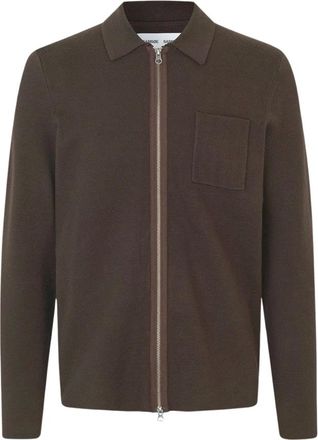 Sams&oslash;e & Sams&oslash;e Gebreid Vest met Ritssluiting - Heren - Truien - Bruin - Maat: S Viscose