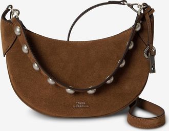 Polo Ralph Lauren Halbmond-Schultertasche aus genieteten Wildleder