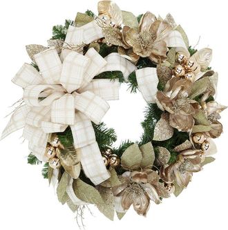 Creative Displays Inc. Handcrafted 30In Holiday Wreath With Magnolias, Ornaments & Bows