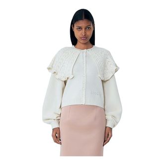 Chlo&eacute; Cardigans, female, White, Size: M Wool-And-Cashmere-Blend Cardigan