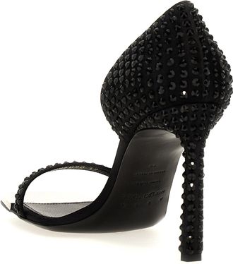 Sergio Rossi Rhinestone-Embellished Sandal Heel - Black