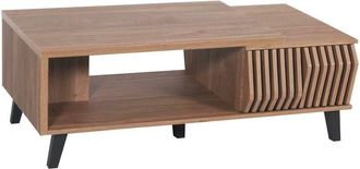 Hhg Nunca Usado] Mesa De Centro Hhg 619, Mesa De Sal&oacute;n Mesa Auxiliar Mesa De Sof&aacute;, Dise&ntilde;o 3d Cajones 44x120x65cm, Marr&oacute;n