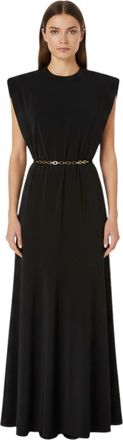 Pinko Black Solid Round Neck Maxi Dress