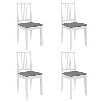vidaXL Vidaxl - Sillas De Comedor Con Cojines 4 Unidades Madera Maciza Blanca