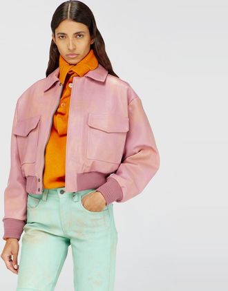Diesel Aviator jacket in treated leather - Leather jackets - Woman - Pink