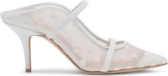 Malone Souliers Maureen 70 Floral-mesh Heeled Mules - White - 37 (IT37 / UK4)