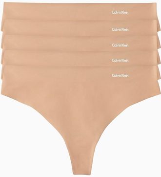 Calvin Klein Womens Invisibles 5-Pack Thong - Brown - XL