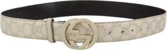 Gucci Pre-owned Belts, female, Beige, Size: ONE SIZE Pre-owned Vintage Canvas Leather Belt
