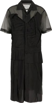 Maison Margiela Kleedjes, Dames, Zwart, S, Polyester, Elegante Overhemdjurk